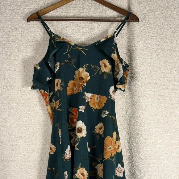 Altar'd State Mahino Green Floral Ruffle Maxi Dress Size Small - Picture 2 of 8